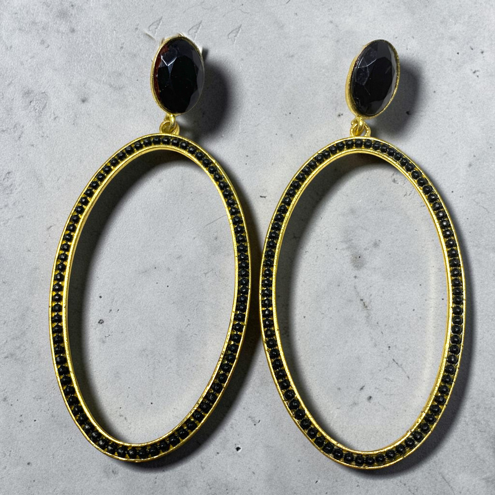 Vtg Y2K Gold Tone Huge 3" Oversized Dangle Earrings Pierced Avant Garde Modern